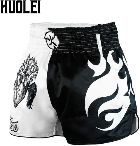 Miniatura 3 de HUOLEI Pantalones cortos Muay Thai para hombres y mujeres, pantalones cortos de boxeo MMA de alta calidad.
