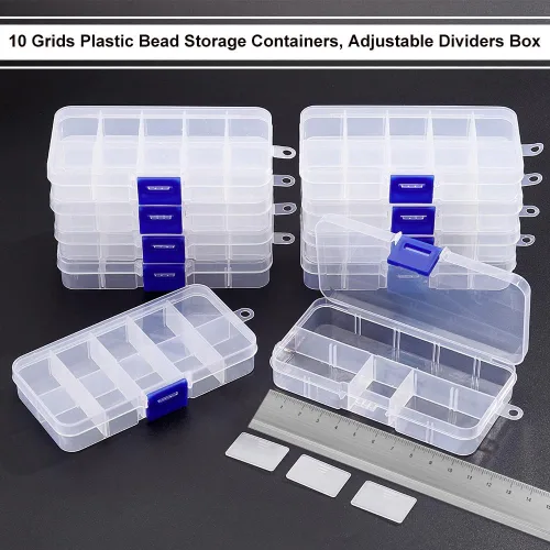 Miniatura 4 de NBEADS Paquete de 10 mini cajas organizadoras de plástico de 8 rejillas, 2.7 x 4.2 x 0.8 pulgadas, divisores de joyería de plástico transparente