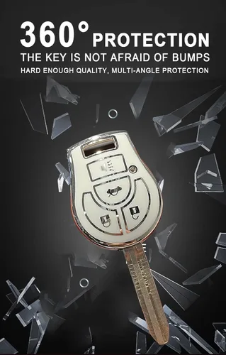 Miniatura 6 de SANRILY Funda para llavero de 4 botones con borde plateado para Nissan March Tiida Altima Armada Cube Juke Maxima Pathfinder Rogue Rogue sin llave