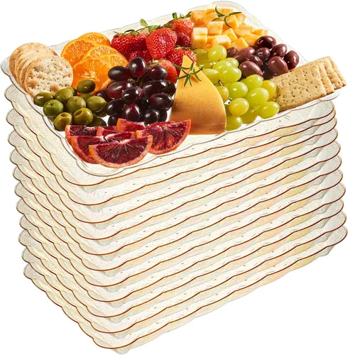 Miniatura 15 de Plasticpro - Bandejas de plástico para servir, rectangulares, 9 x 13 pulgadas, plato desechable para fiesta, incluye 4 bandejas Transparente