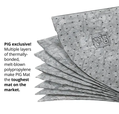 Miniatura 7 de PIG Mat Tapete absorbente de aceite Original PIG Mat Almohadillas de alfombrilla de 15 x 20 pulgadas Absorbe 11 galones por caja 100