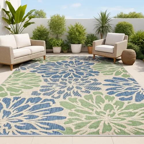 Miniatura 9 de JONATHAN Y Alfombra Corredor de Tejido Texturizado Floral para Interiores y Exteriores 2X8 Marrón/Crema, Zinnia Moderna para Patio Trasero, Patio