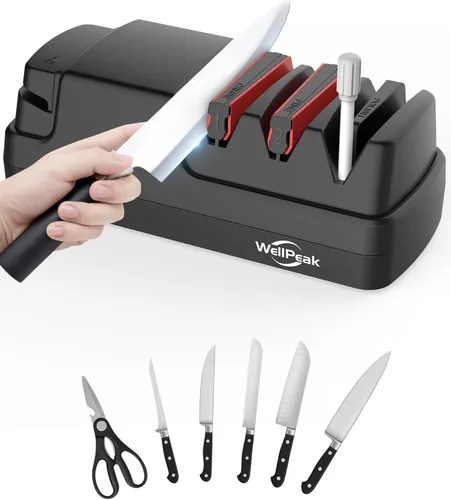 Miniatura 2 de Afilador Eléctrico Profesional de 4 Etapas para Cuchillos y Tijeras para Hogar y Uso Comercial, Abrasivo de Diamante para Cuchillos de Chef de Filo