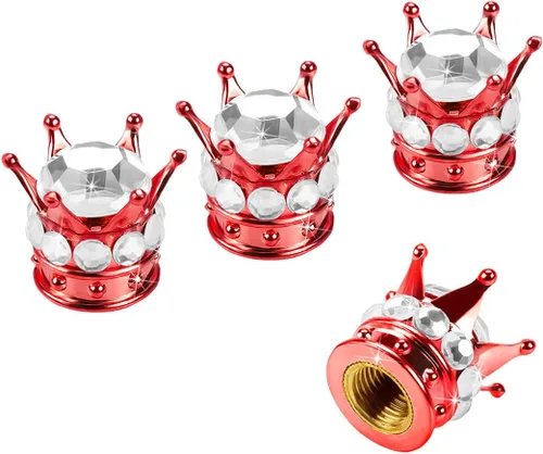 Miniatura 11 de Tapas de vástago de válvula de neumático Crown, 4 piezas hechas a mano con diamantes de imitación brillantes, cubiertas de tapas de aire de vástago