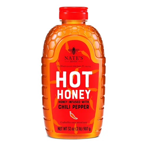 Miniatura 8 de Nate's Hot Honey - Miel 100% pura infundida con hojuelas de chile habanero, sabor galardonado, relleno de calcetines navideños, botella exprimible