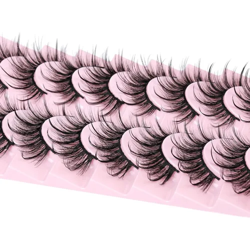 Miniatura 6 de Pestañas Postizas Esponjosas de Visón Sintético Pestañas Wispy de Hada Ojo de Gato Pestañas Puntiagudas en Tira Extensión Volumen Natural Pestañas
