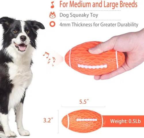 AUSCAT Juguete de fútbol chirriante para perros, juguete masticable para perros, pelota de goma resistente para perros medianos y grandes, verde,