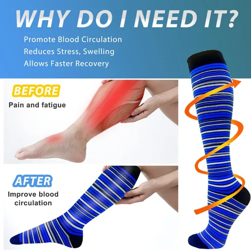 Miniatura 2 de Aoliks Calcetines de compresión para mujeres y hombres, circulación de 20 a 30 mmHg, ideales para baloncesto, correr, enfermera, viajes, ciclismo