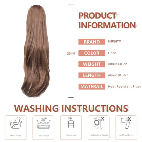 Miniatura 173 de Extensiones de cola de caballo de cabello rubio, extensiones de cola de caballo para mujer, pinza de extensiones de cabello rizado de 12 pulgadas