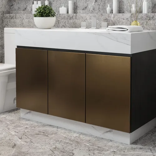 Miniatura 3 de LACHEERY Papel tapiz dorado marrón brillante para despegar y pegar, papel tapiz metálico de bronce, papel adhesivo moderno de metal brillante