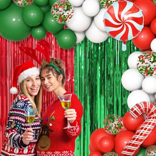 Miniatura 3 de Kit de arco de guirnalda de globos de Navidad de 153 piezas de AIBIIN, globos de fiesta de Navidad, decoraciones de globos blancos, rojos y verdes