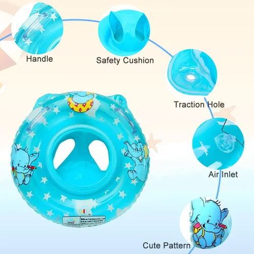 Miniatura 4 de Sealive Flotador de piscina infantil, anillo de natación para bebé con asiento para niños pequeños barco y doble asa, primeros flotadores de piscina