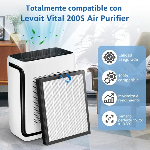 Miniatura 6 de Filtro de repuesto Vital 200S compatible con el purificador de aire LEVOIT Vital 200S y Vital 200S-P, filtro HEPA y de carbón activado de alta Vital