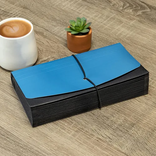 Miniatura 7 de Smead Two-Way Handy Organizer File, 21 Pockets, Alphabetic (A-Z) and Monthly (Jan-Dec), Flap and Elastic Cord Closure, Blue/Black (70506)