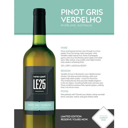 Miniatura 5 de LE25 Australia Pinot Gris Verdelho 14L - Wine Ingredient Kit by Winexpert