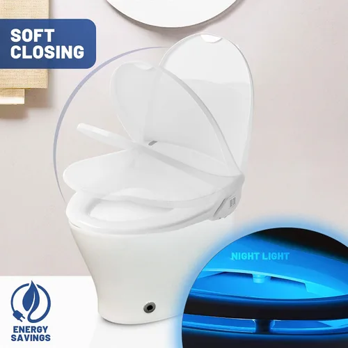 Miniatura 5 de J-2 Bidé eléctrico inteligente para asiento de inodoro, se adapta a inodoros redondos, agua tibia, asiento de inodoro con bidé calentado, secadora