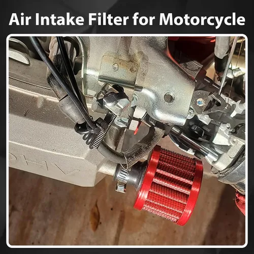 Miniatura 5 de Filtro universal de admisión de aire frío, filtro de entrada de aire de 0.47 pulgadas, respiradero turbo de ventilación de alto rendimiento para Rojo