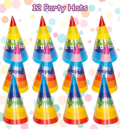 Miniatura 6 de Tigerdoe Sombreros de fiesta de cumpleaños, juego temático de feliz cumpleaños, suministros para fiestas y decoración, juego de 36 piezas, 12