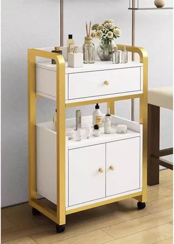 Miniatura 11 de GZHERVICES Gabinete de almacenamiento para estaciones de peluquería con ruedas, soporte multiusos para carrito de salón de belleza