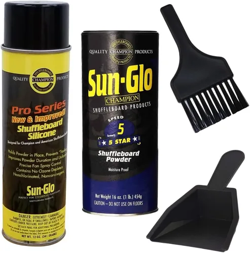 Kit completo de cuidado de tejo: Sun-Glo #5 Star Powder (Med Speed), spray de silicona serie Pro y mini recogedor/cepillo