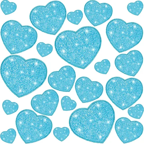 Miniatura 10 de Daifunli 24 parches para planchar con corazón de lentejuelas en 4 tamaños, parches decorativos bordados brillantes para ropa, bolsas, chaquetas