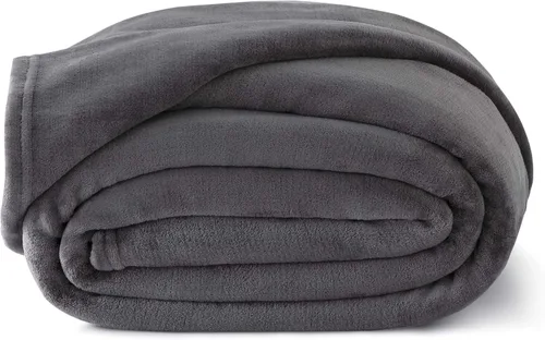 Miniatura 2 de Linenspa Manta de forro polar de franela, súper suave, transpirable, lavable a máquina, poliéster, varios colores disponibles, gris, manta