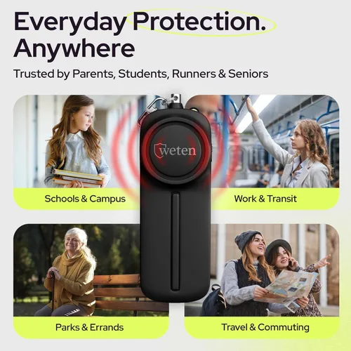 Miniatura 6 de Llavero de Alarma Personal para Mujeres Autodefensa - Dispositivo de Alerta de Silbato de Seguridad Fuerte con Luz LED – Sirena de Mano de Seguridad