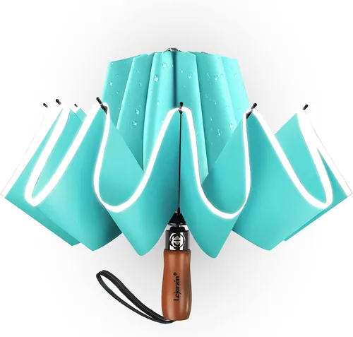 Miniatura 12 de Lejorain Golf Large Inverted Umbrella - Black Big Windproof Heavy Duty Upside Down 46/50/54 Inch Compact Reverse Car Automatic Folding Reflective
