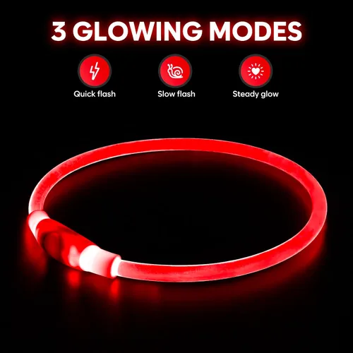 Miniatura 2 de Collar de perro LED Higo - Collares de perro con luz recargable por USB, collar LED para perros con flash DIY para paseos nocturnos de tus perros