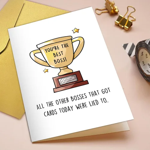 Miniatura 4 de Qiliji Divertida tarjeta del día del jefe para jefes, tarjeta feliz del día del jefe para hombres y mujeres, regalo humorístico del día de los jefes