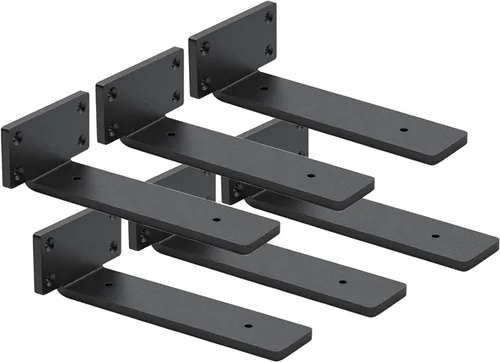 Miniatura 8 de Paquete de 4 soportes de estante flotantes de 8 pulgadas, soporte de estante oculto de 1/5 pulgadas de grosor, soportes de metal de hierro