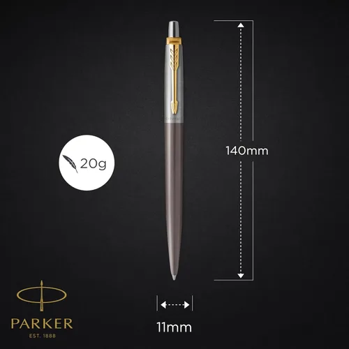 Miniatura 3 de PARKER Jotter XL - Bolígrafo de punta media, color gris, con bordes dorados, recambio de tinta azul, caja de regalo, regalo perfecto de graduación