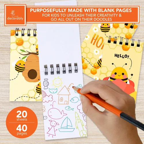 Miniatura 2 de Decorably Paquete de 24 Blocs de Notas de Favores de Fiesta de Abejorro para Niños - 12 Diseños Inspiradores de 2.4x4 pulgadas Bloc de Notas