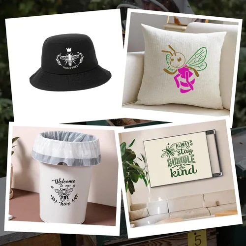 Miniatura 7 de Plantillas de abeja de 6 pulgadas, plantillas reutilizables de miel de panal para pintar sobre madera, 25 plantillas de abejas para manualidades