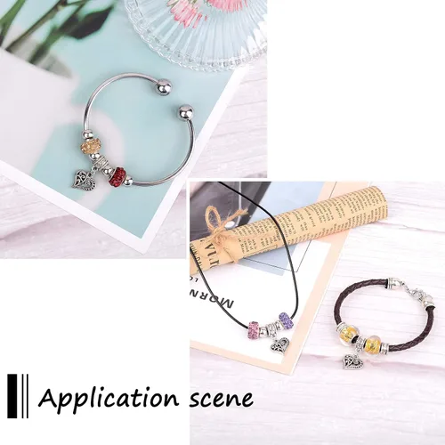 Miniatura 3 de MegaPet 10 piezas estilo tibetano de aleación de plata envejecida, cuentas colgantes europeas, corazón hueco para mascotas collar collar accesorios