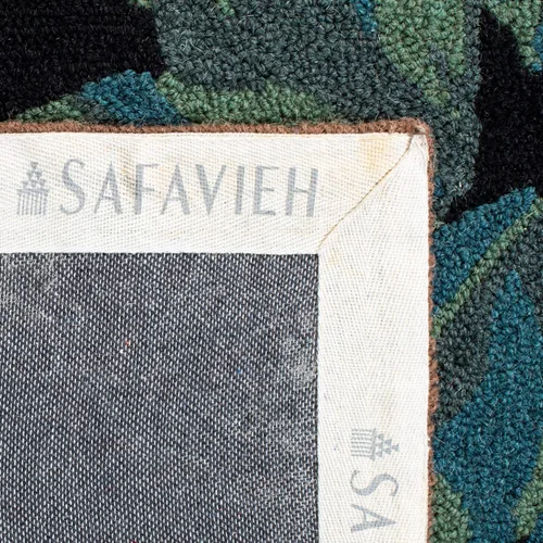 Miniatura 10 de SAFAVIEH Chelsea Collection - Alfombra decorativa de 1 pies 8 pulgadas x 2 pies 6 pulgadas, color negro, lana de campo francesa enganchada a mano