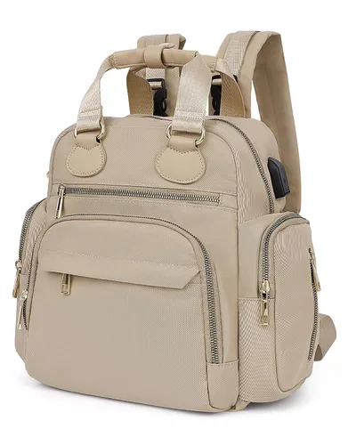 Miniatura 7 de Mochila para pañales de viaje con cambiador, 13 bolsillos, bolsillos aislados, puerto de carga USB, artículos esenciales para baby shower