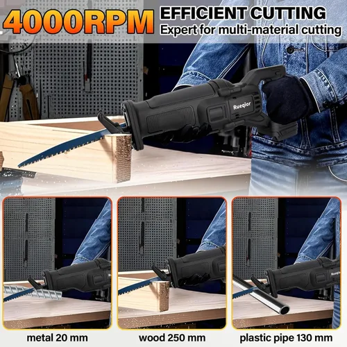 Miniatura 2 de Sierra recíproca inalámbrica compatible con batería Dewalt de 20 V, sierra recíproca de potencia, motor sin escobillas 0-4000SPM para madera, metal