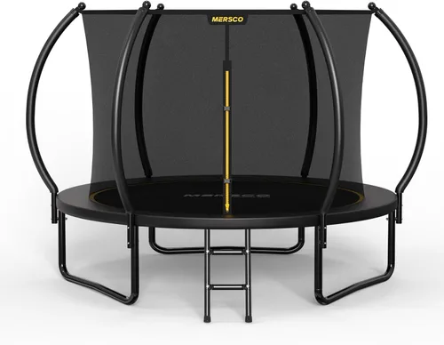 Mersco Trampolín para exteriores de 10 pies, 12 pies, 14 pies, con recinto y escalera, cama elástica recreativa aprobada por ASTM para niños y