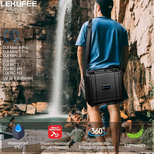 Miniatura 7 de Lekufee Funda rígida impermeable para DJI Mini 4 Pro, Mini 3 Pro / 3 Drone, DJI RC 2, RC N3 / N2 / N1 y otros accesorios (solo funda)