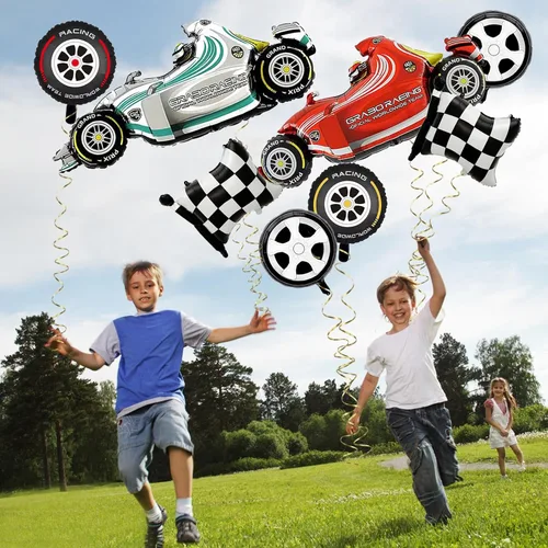Miniatura 7 de Globos de Auto de Carreras, Decoraciones de Fiesta de Cumpleaños de Auto de Carreras de 43 Pulgadas, Globos de Papel de Aluminio