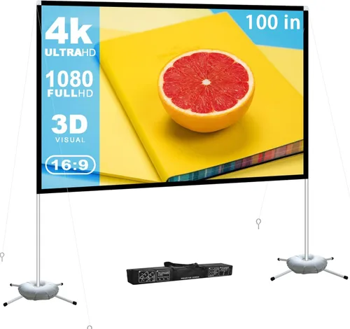 Pantalla de proyector portátil Película al aire libre: Pantallas de proyección 4K traseras plegables Soporte para acampar Viaje Patio trasero Video