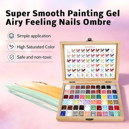 Miniatura 3 de Juego de esmalte de uñas en gel con esponja de 24 colores para dibujo de líneas, diseño de rayas, flores, ombre, rubor, floración, aura, arte