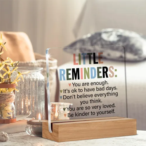 Miniatura 4 de Regalos Inspiradores y Motivacionales para Empleados, Pequeños Recordatorios, Estás Bien, Letrero Decorativo de Escritorio Transparente de Acrílico