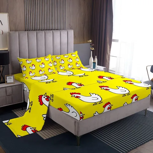 Miniatura 6 de Erosebridal Juego de sábanas para niños y niñas, diseño de pato amarillo, diseño de patos de dibujos animados, juego de ropa de cama de granja