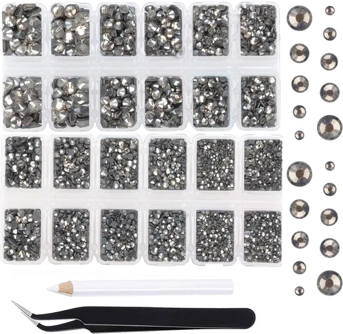 Miniatura 65 de Massive Beads 7800 vasos de hierro termoadhesivos con parte trasera plana, 5 tamaños, diamantes de imitación para hacer proyectos de bricolaje