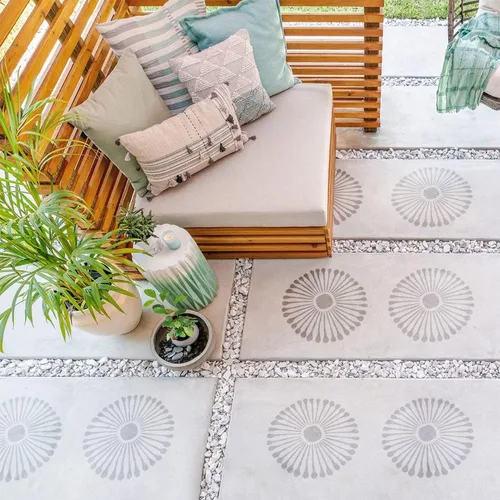 Miniatura 2 de 2 plantillas de azulejos reutilizables de 12 x 12 pulgadas, plantillas de concreto con patrones para patio y suelos