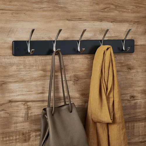 Miniatura 5 de MELANNCO Perchero montado en la pared para entrada, baño, dormitorio, lavandería, armario, oficina, garaje, cada gancho soporta 7 libras, 5 ganchos