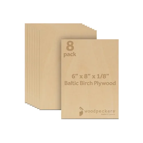 Miniatura 32 de Woodpeckers - Madera contrachapada de abedul báltico, 0.118 in, 1/8 x 5 x 7 pulgadas, paquete de 12 hojas de abedul báltico de grado B/BB, perfectas