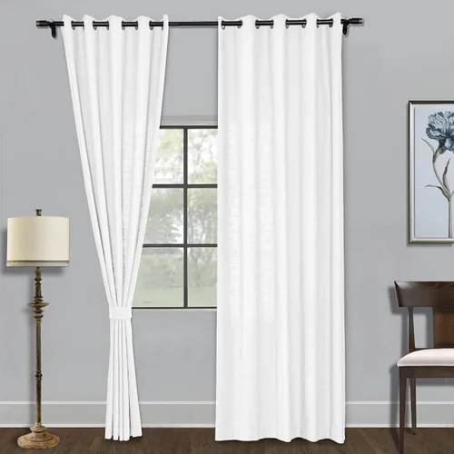 Miniatura 18 de Fcosie Cortinas de lino de 50 pulgadas de ancho x 63 pulgadas de largo, paneles de cortina filtrantes de luz, paneles de cortina con ojales